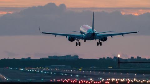 An airplane taking off
