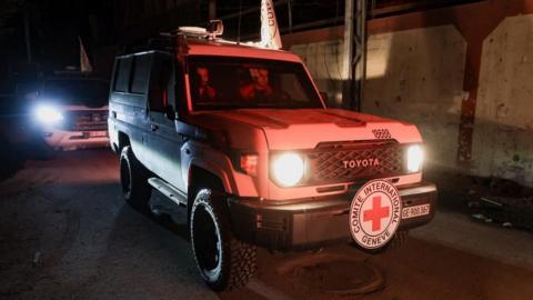 Red Cross vehicle in Gaza