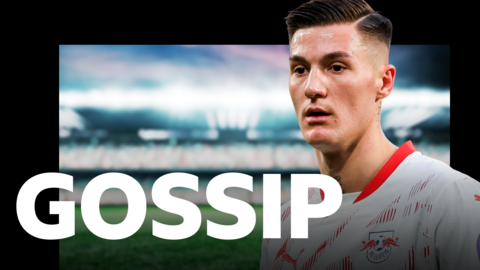 BBC football gossip graphic, with picture of Benjamin Sesko