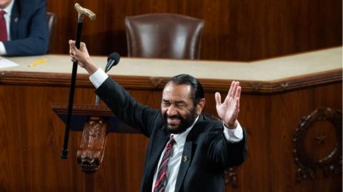 Rep. Al Green, D-Texas, is seen on the House floor of the U.S. Capitol before Rep. Mike Johnson, R-La., was elected Speaker of the House on Wednesday, October 25, 2023.