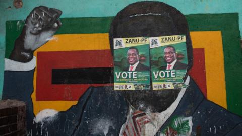 A Zanu PF mural in Zimbabwe