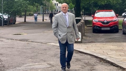 Andrew Mackenzie outside Cardiff Crown Court