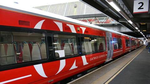 A Gatwick Express train at a platform