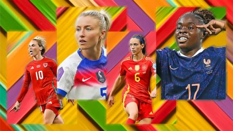 Jess Fishlock, Leah Williamson, Aitana Bonmati and Sandy Baltimore