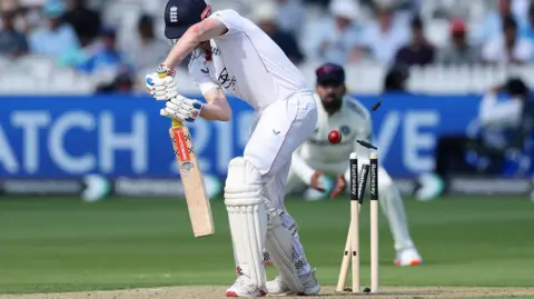 England batter Harry Brook is bowled