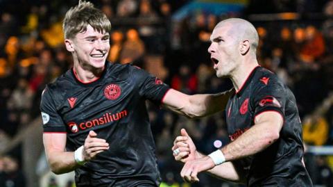 St Mirren's Alex Gogic (right) celebrates