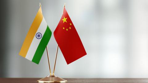 Chinese and Indian flags