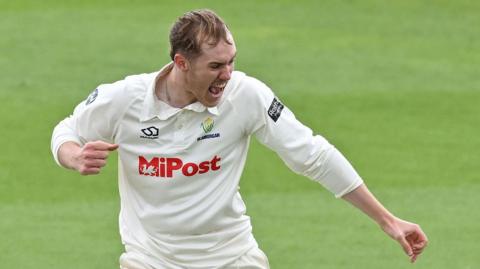 Glamorgan all-rounder Ben Kellaway celebrates