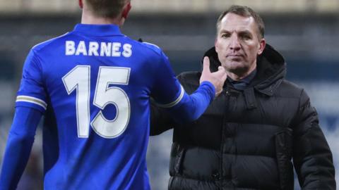 Leicester manager Brendan Rodgers (right)