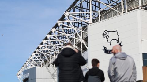 Derby fans outside Pride Park