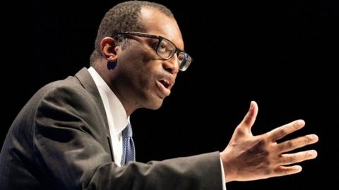 Chancellor of the Exchequer, Kwasi Kwarteng delivers his keynote speech to party members at the annual Conservative Party conference in Birmingham.