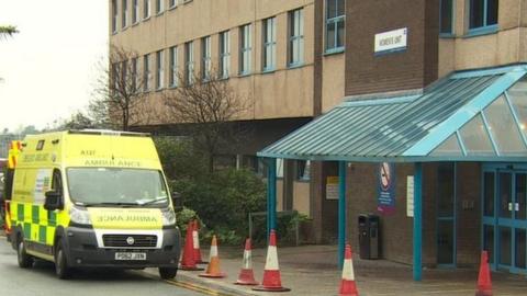 An ambulance parked outside the Royal Lancaster Infirmary