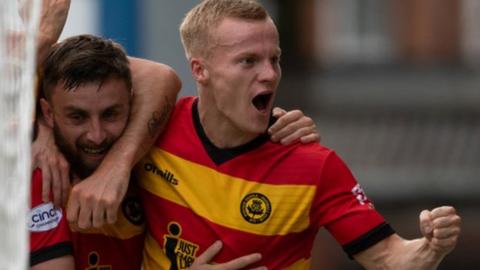 Partick Thistle's Steven Lawless celebrates