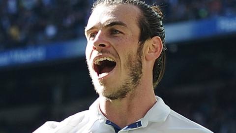 Real Madrid forward Gareth Bale celebrates scoring for his club