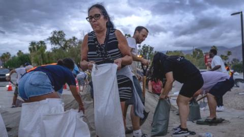 People prepare for storms in Palm Springs, California