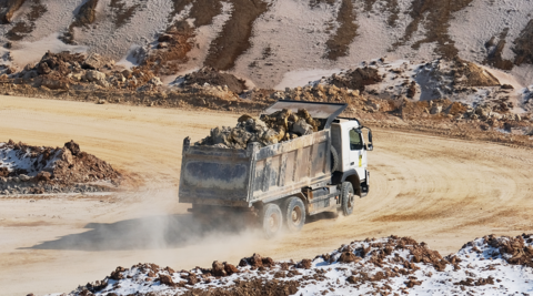 Earth and minerals are loaded onto a truck at an open-pit mine in Donetsk region in February.