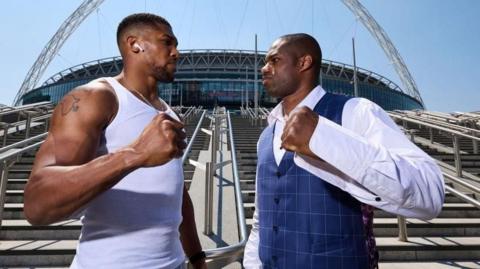 Anthony Joshua and Daniel Dubois at Wembley Stadium