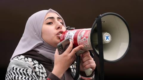 University students take part in a rally at Sheffield University
