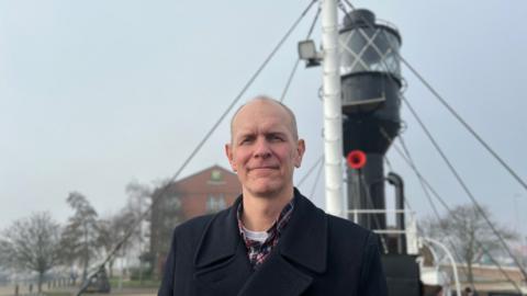 Robin Diaper on board Spurn Lightship