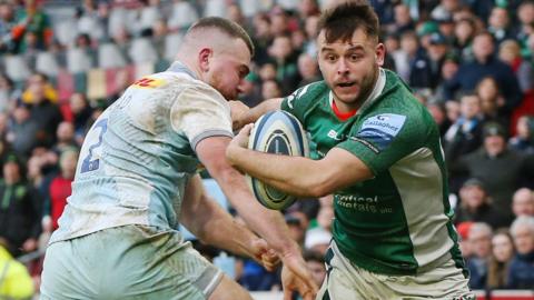 Michael Dykes (right) in action for London Irish against Harlequins