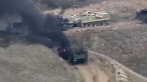 Military vehicles on fire