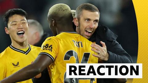 Gary O'Neil hugs his players after his side's 1-0 win over Burnley