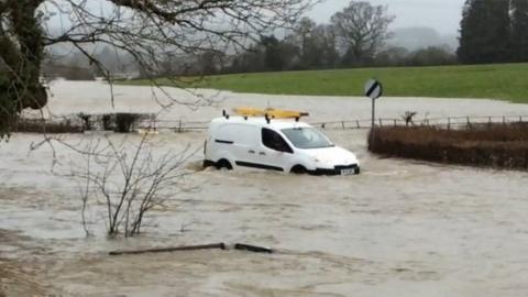 Roads have been flooded at Peterston-super-Ely in the Vale of Glamorgan