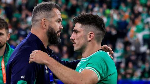 Andy Farrell hugs Jimmy O'Brien after the game