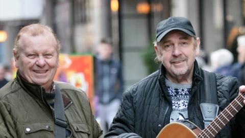 Eddie and George Furey busked in Belfast city centre ahead of their most recent NI shows