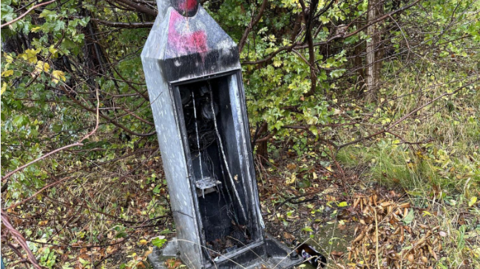 Burnt out CCTV column