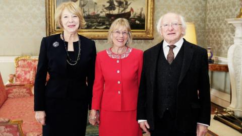 Sally O'Neill with President Michael D Higgins and his wife Sabin