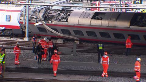 Train passengers are rescued after a derailment in Lucerne, Switzerland