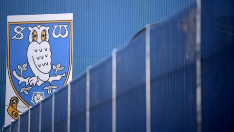 Sheffield Wednesday badge on the stand at Hillsborough