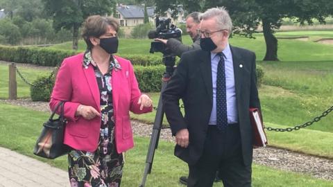 First Minister Arlene Foster and Cabinet Minister Michael Gove arrived at the British Irish Council meeting