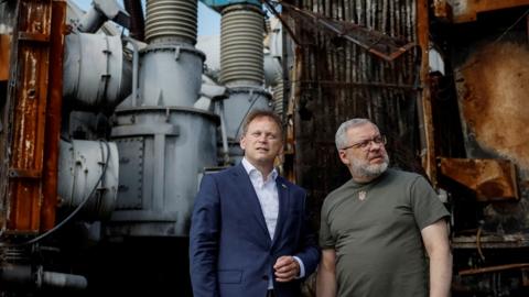 Grant Shapps visits a power plant in Ukraine