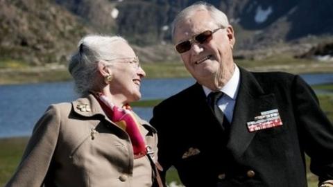 Queen Margrethe and Prince Henrik of Denmark during visit to Greenland on 17 July 2015