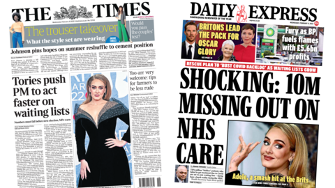 The Times and Daily Express front page