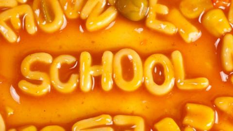 School spelt out in alphabet spaghetti