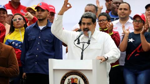 Venezuela's President Nicolas Maduro attends a rally in support of his government in Caracas, Venezuela March 9, 2019