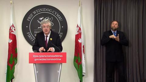 Mark Drakeford at the Welsh Government's coronavirus Monday briefing