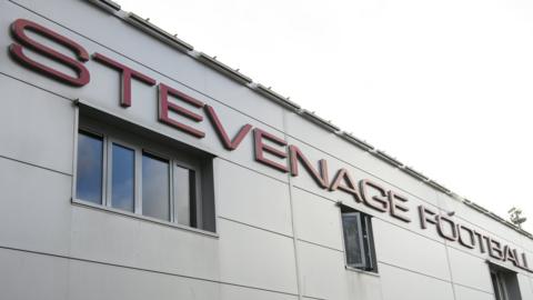 Outside Stevenage's stadium