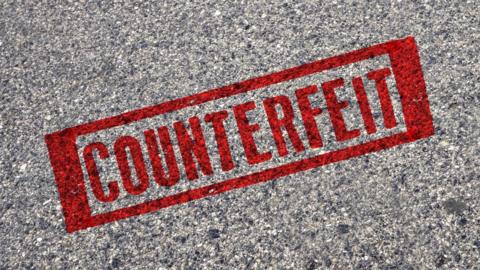 Graphic showing the word 'counterfeit'