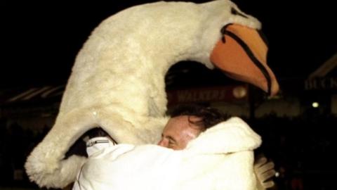 John Hollins and Cyril the Swan