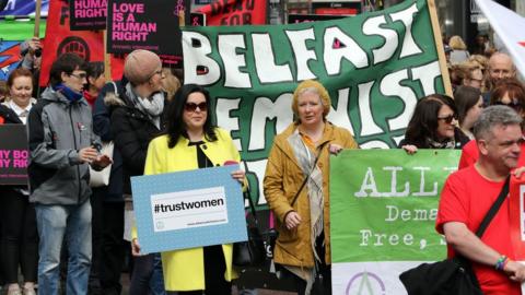 Pro choice campaigners in Belfast