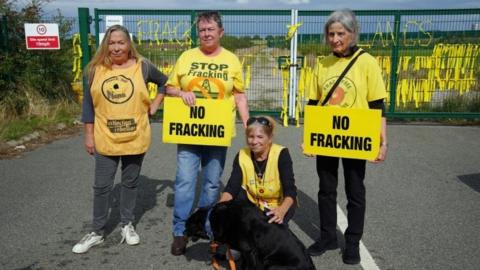 Protesters at the fracking site in Preston New Road, near Blackpool