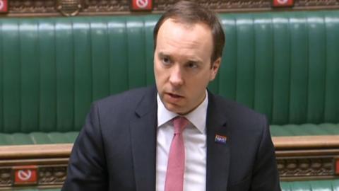 Matt Hancock appearing before the House of Commons chamber