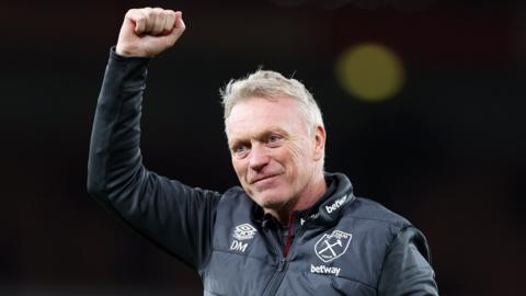 West Ham manager David Moyes celebrates his side's victory over Arsenal
