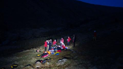Volunteers from Keswick Moutain Rescue at the scene