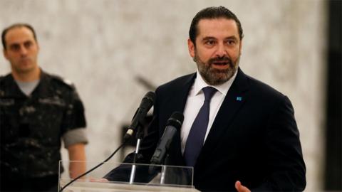 File photo showing Lebanon's caretaker Prime Minister Saad Hariri (7 November 2019)