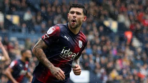 West Brom's Alex Mowatt celebrates his goal at Preston